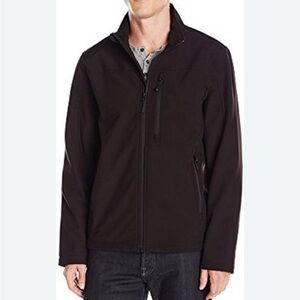 GUESS Black Softshell Long Sleeve Zip Pockets Windbreaker Jacket Mens Medium EUC